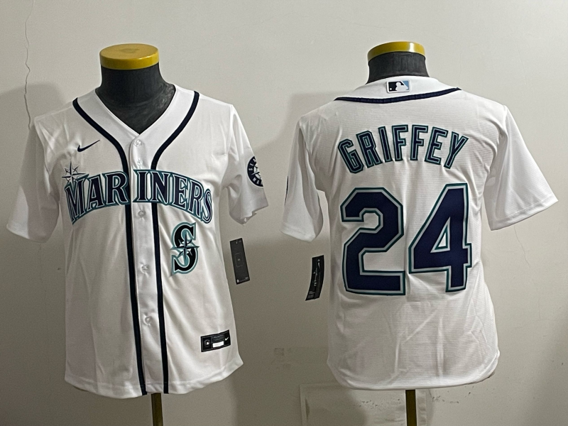 youth 2026 Seattle Mariners #24 Griffey white Nike MLB Jersey 001->youth mlb jersey->Youth Jersey